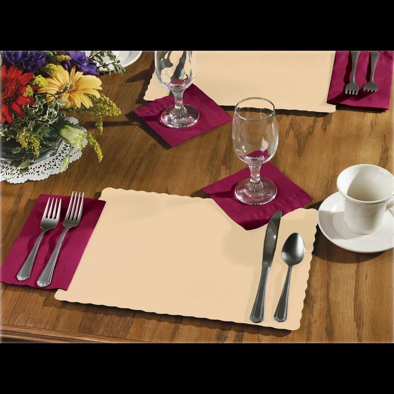 Placemat 10X14 IN Beige Rectangle Scalloped 1000/Case