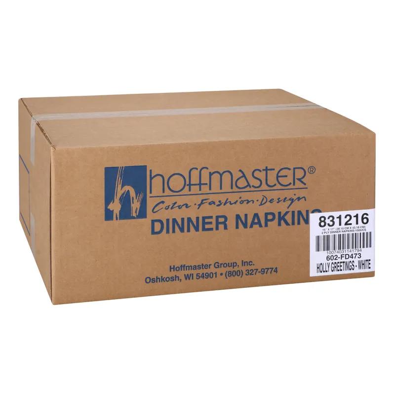 Dinner Napkins 17X15 IN White Holiday Greetings Tissue Paper 2PLY 1/8 Fold 1000/Case