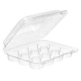 Essentials SureLock Mini Muffin Hinged Container With Dome Lid 8.688X7.125X3 IN 12 Compartment RPET Clear 250/Case