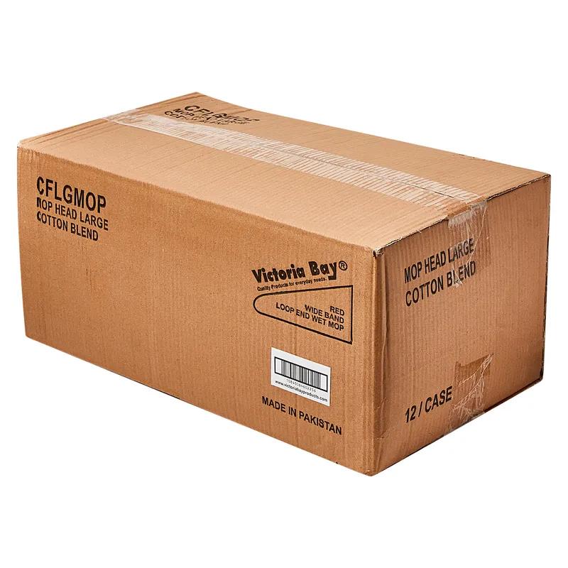 Victoria Bay Mop Head Large (LG) White Cotton Synthetic Fiber 4PLY Loop End Launderable 12/Case