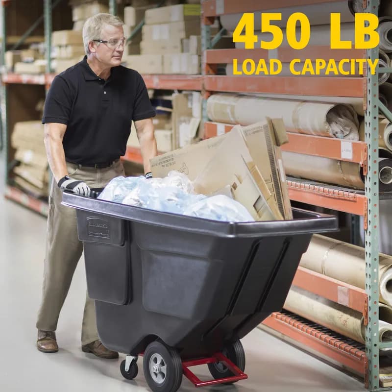 Utility Tilt Truck 29X60X38.5 IN 0.5 Cubic Yard 450 LB Black Red Resin FDA Approved Rotomolded 1/Each
