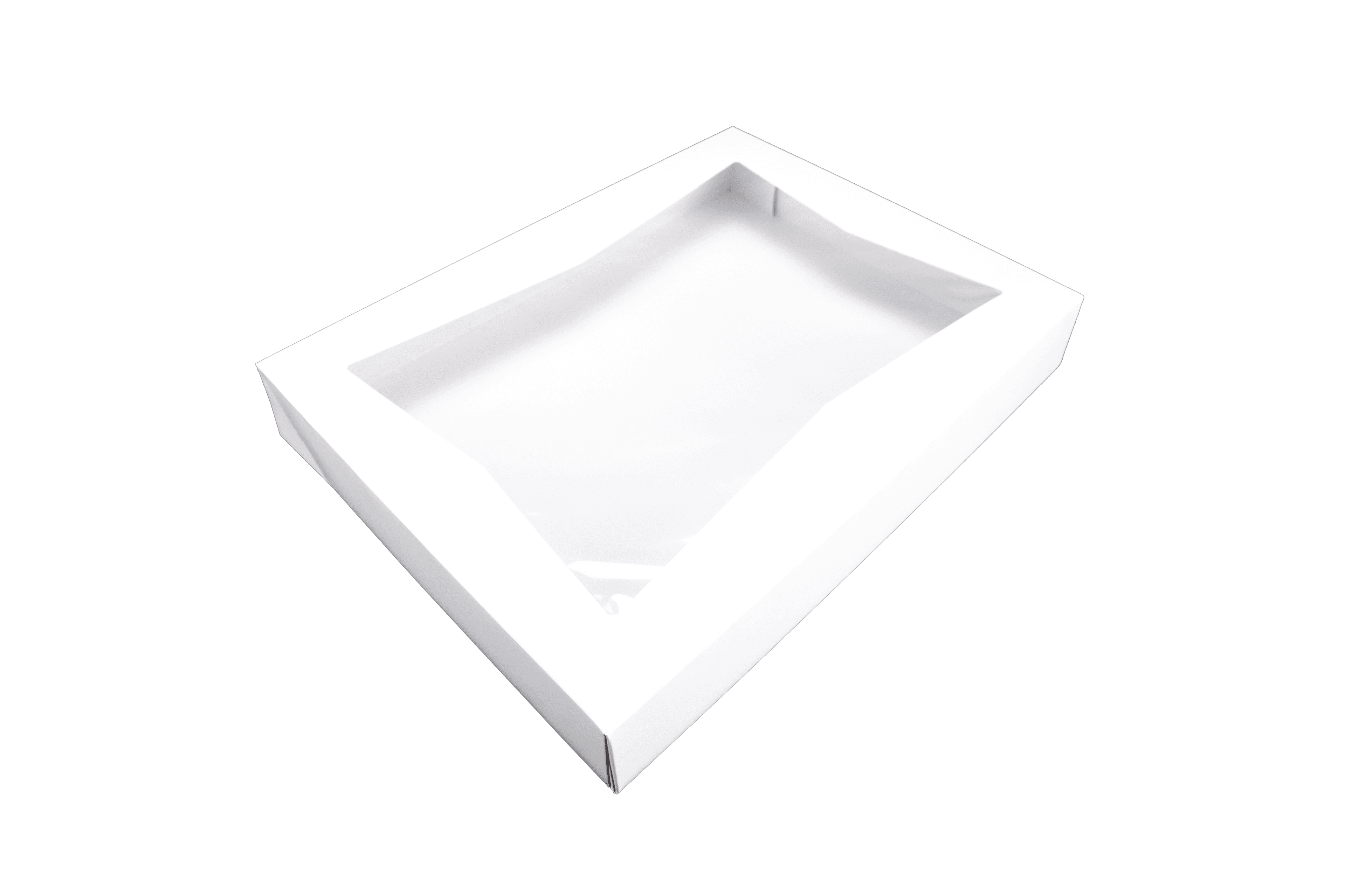 Bakery Box 16X12X2.25 IN SBS Paperboard White Rectangle 6 Corner Beers With Window 100/Case