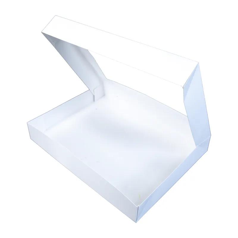 Bakery Box 16X12X2.25 IN SBS Paperboard White Rectangle 6 Corner Beers With Window 100/Case