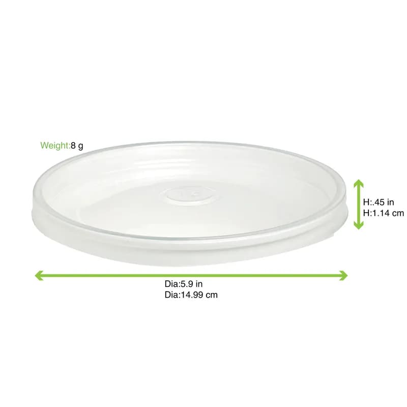Lid Flat 5.9 IN PP Clear Round For Container Microwave Safe Freezer Safe 45 Count/Pack 8 Packs/Case 360 Count/Case
