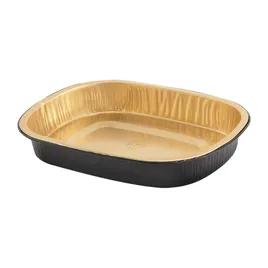 Take-Out Container Base & Lid Combo 16 OZ Aluminum Plastic Black Gold Oval 100/Case