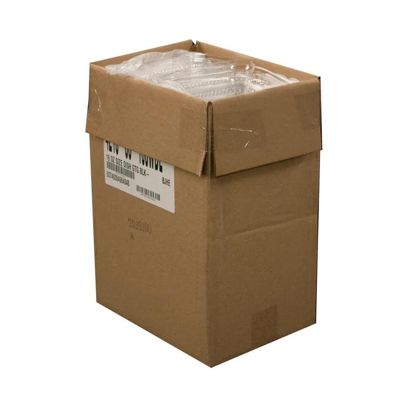 Take-Out Container Base & Lid Combo 16 OZ Aluminum Plastic Black Gold Oval 100/Case