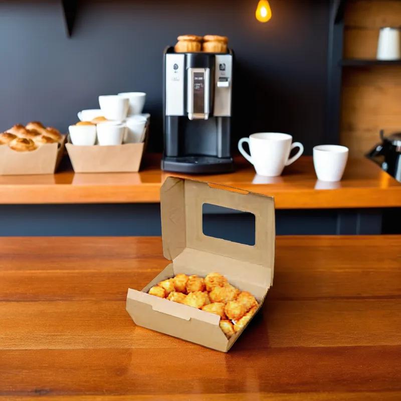 Bagcraft® EcoCraft Eco-Flute® Take-Out Box Hinged With Dome Lid 5X4X2.06 IN Paper Kraft Rectangle 300/Case