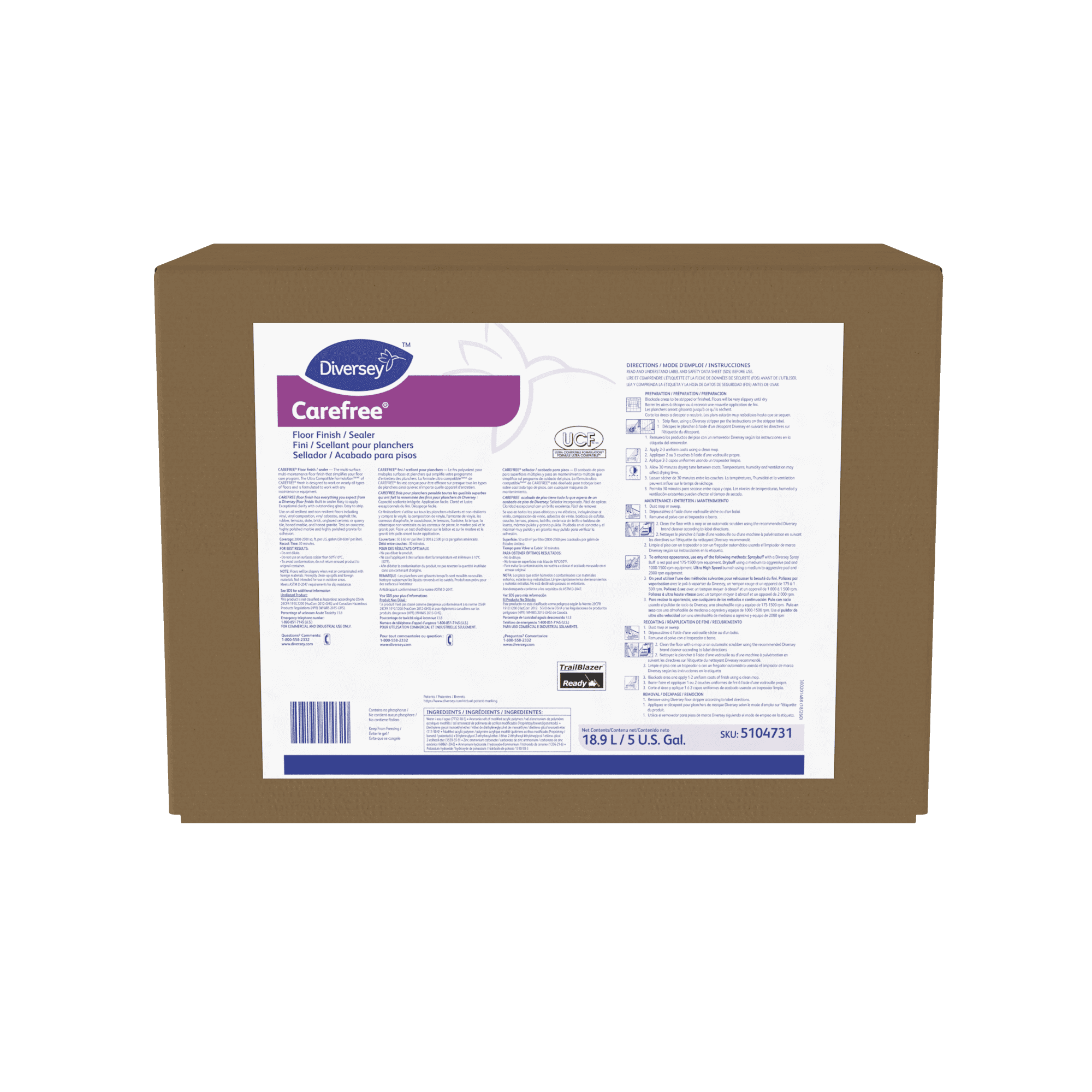 Carefree® Floor Sealer & Finish 5 GAL Multi Surface Multi Maintenance Liquid RTU Bag-in-Box (BIB) 1/Case