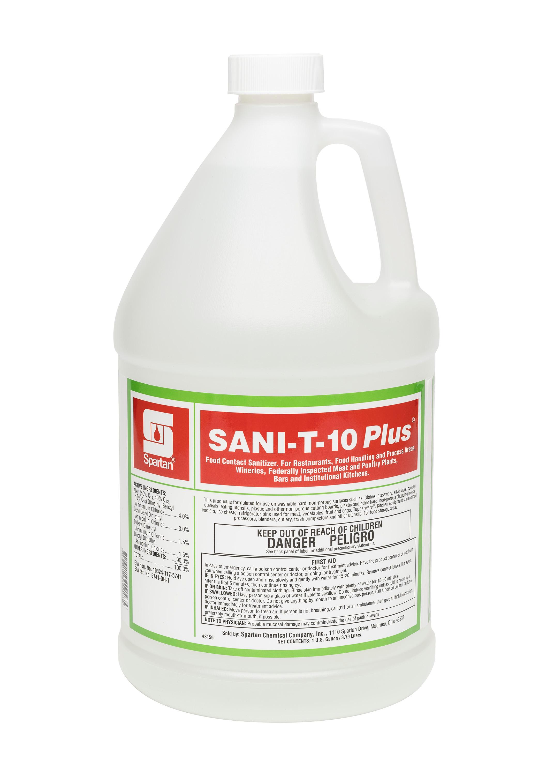 Sani-T-10 Plus® Unscented Food Service Sanitizer 1 GAL Multi Surface Food Contact Neutral RTU Quat 4/Case