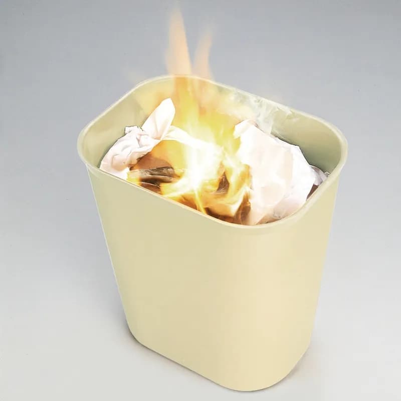 Trash Can 8.25X11.13X12.25 IN 3.5 GAL 14 QT Beige Rectangle Resin Fire Resistant Deskside 1/Each