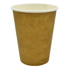 Hot Cup 12 OZ Single Wall Poly-Coated Paper PLA Kraft 1000/Case