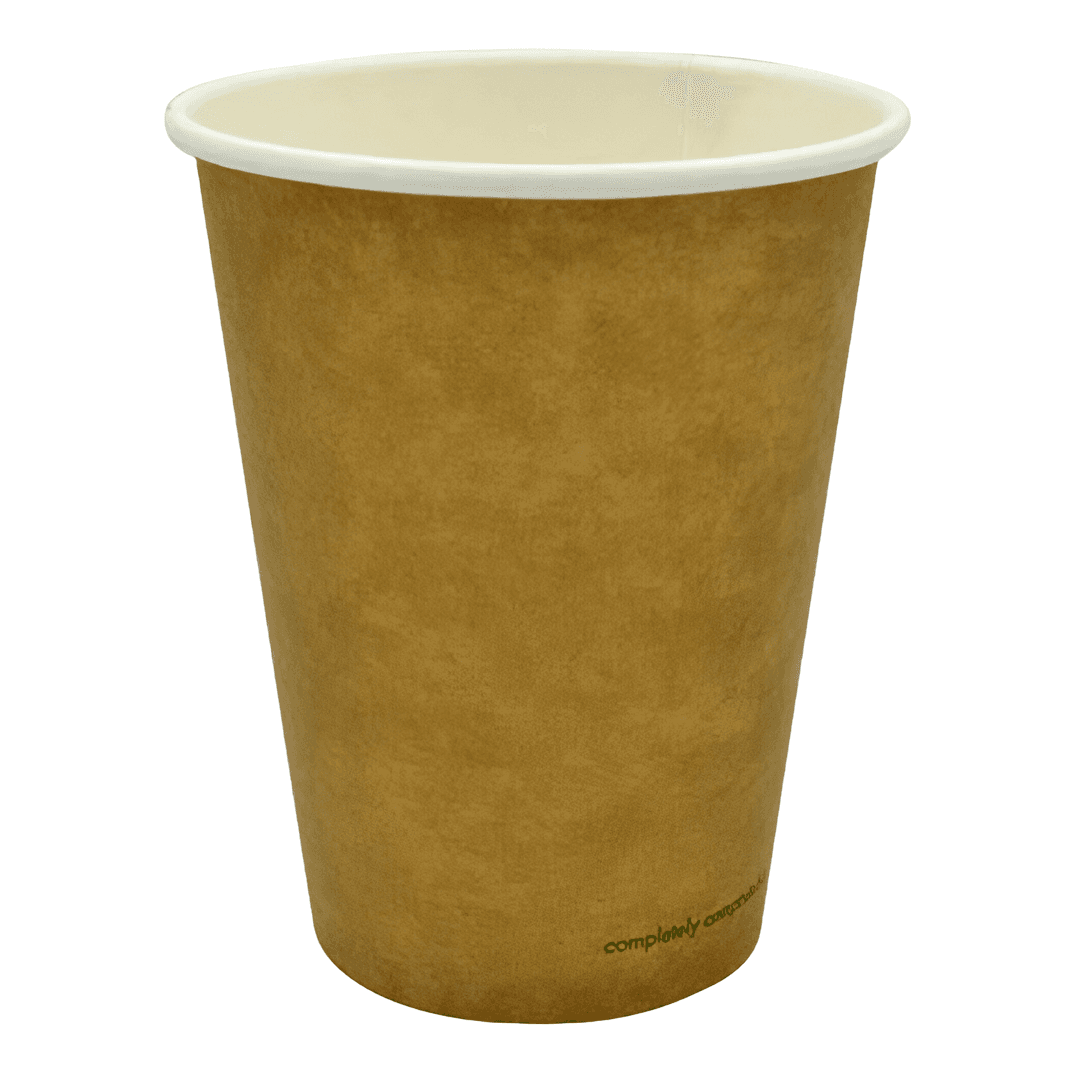Hot Cup 12 OZ Single Wall Poly-Coated Paper PLA Kraft 1000/Case