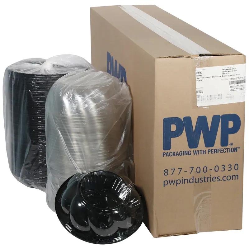 Pie Container & Lid Combo With Dome Lid 9X3 IN PET Black Clear Swirl 100/Case