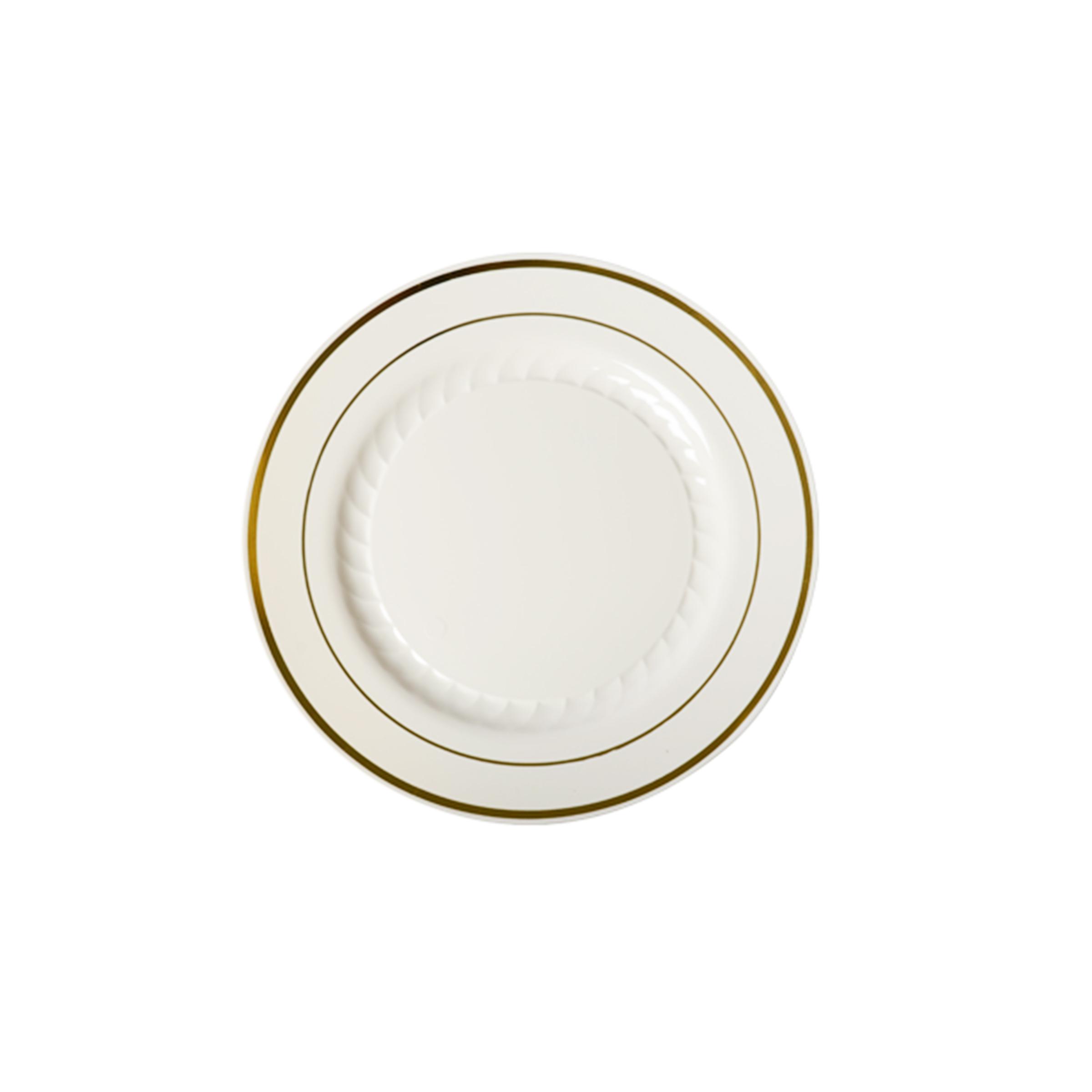 Plate 6 IN Plastic White Silver Round 150/Case