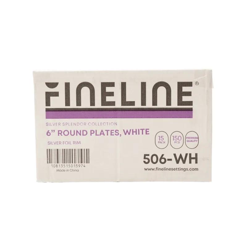 Plate 6 IN Plastic White Silver Round 150/Case