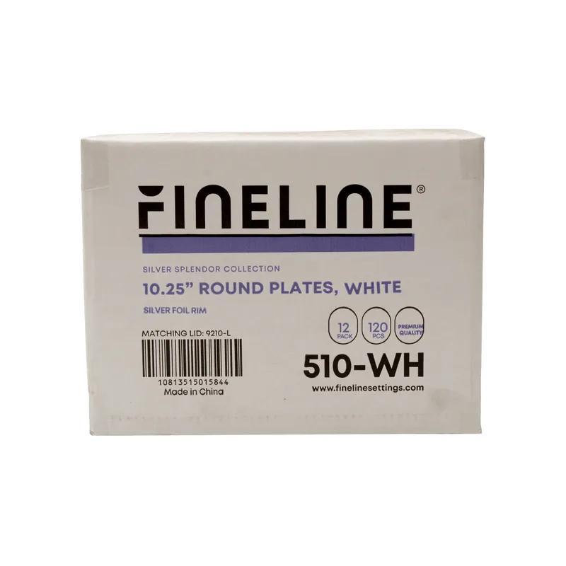 Plate 10 IN Plastic White Silver Round 120/Case