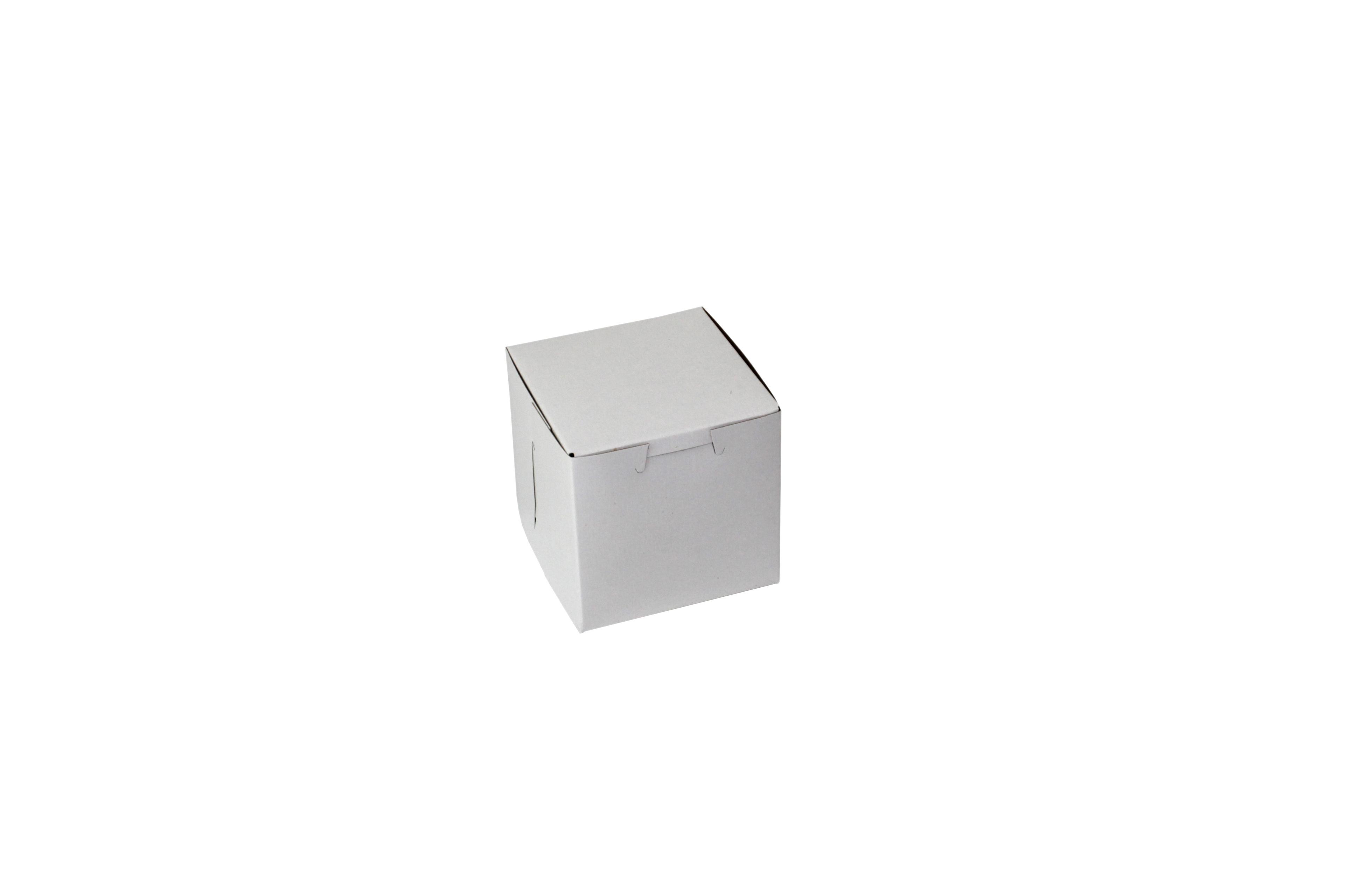 Bakery Box 4X4X4 IN Paperboard White Corner Lock 1-Piece 200/Bundle