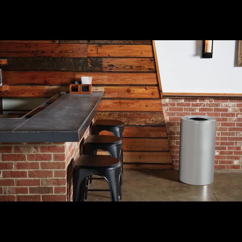 Atrium® Trash Can 21 GAL Satin Plastic Aluminum With Open Lid With Rigid Liner 1/Each