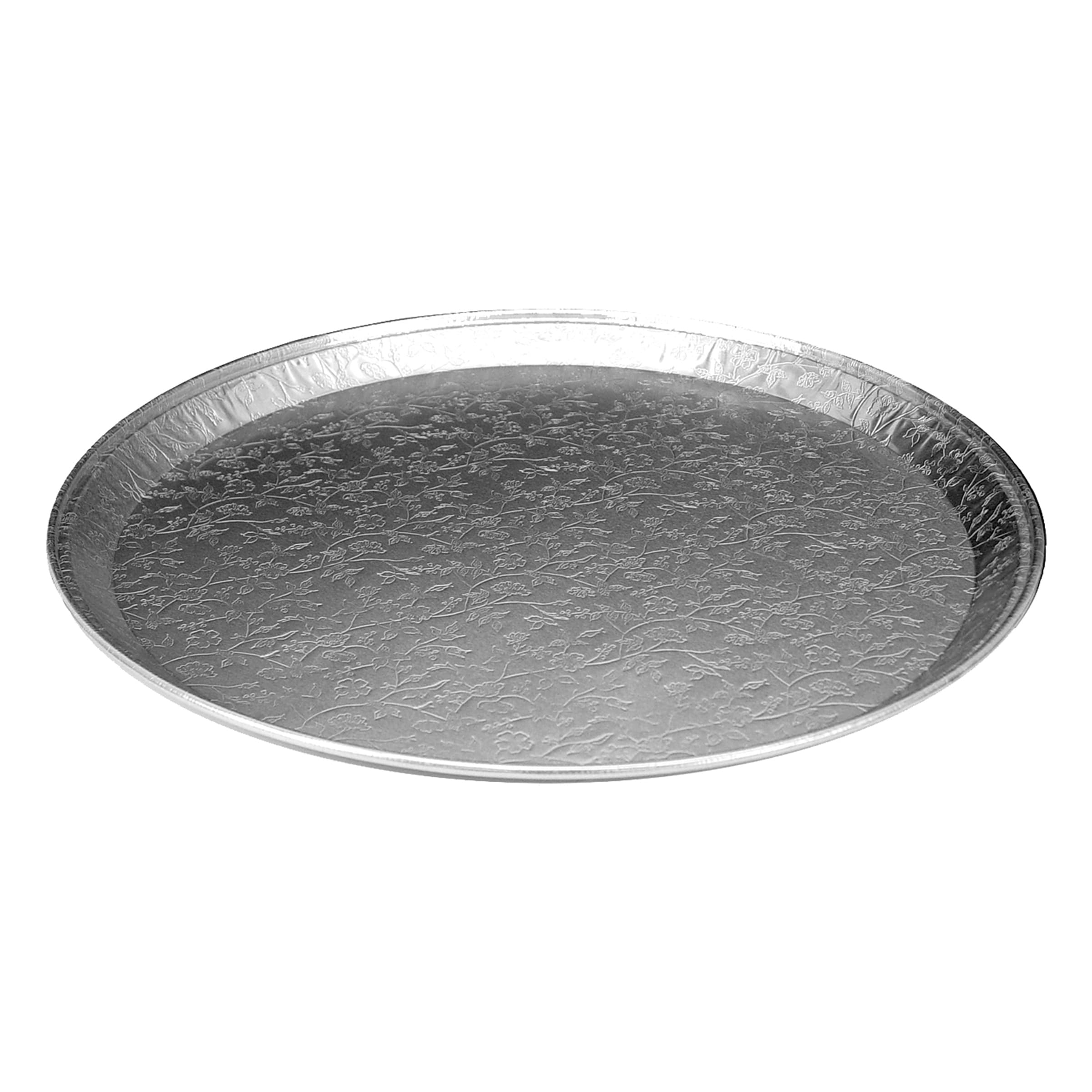 Serving Tray 18X1 IN Aluminum Silver Round Embossed 25/Case