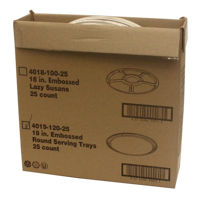 Serving Tray 18X1 IN Aluminum Silver Round Embossed 25/Case