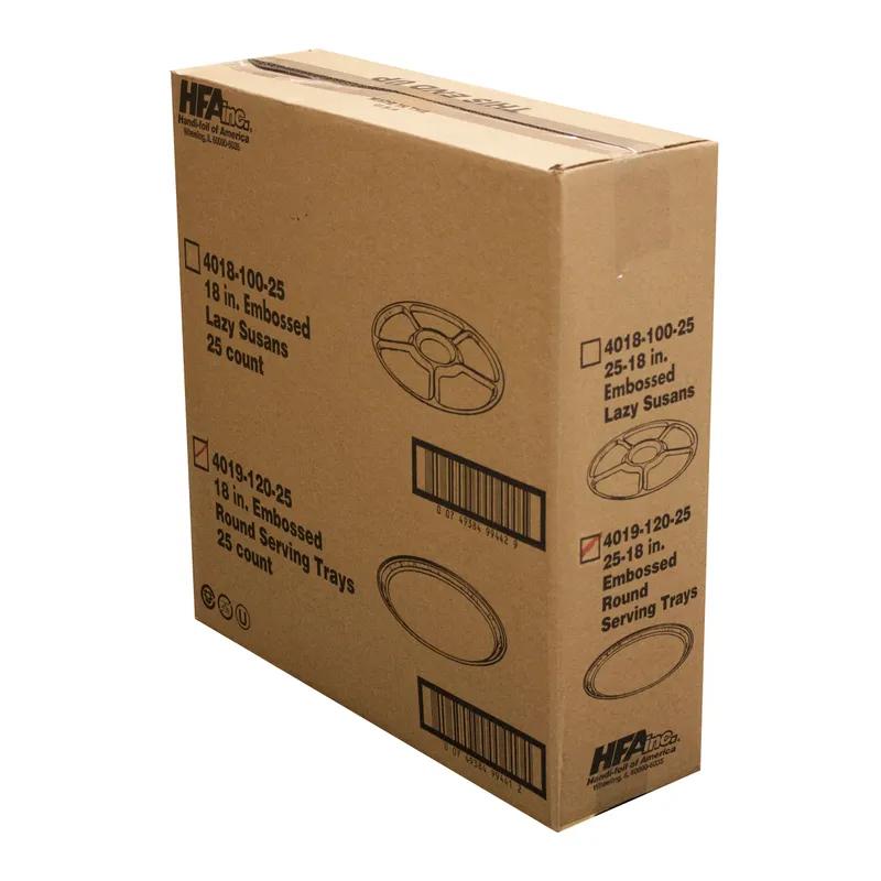 Serving Tray 18X1 IN Aluminum Silver Round Embossed 25/Case