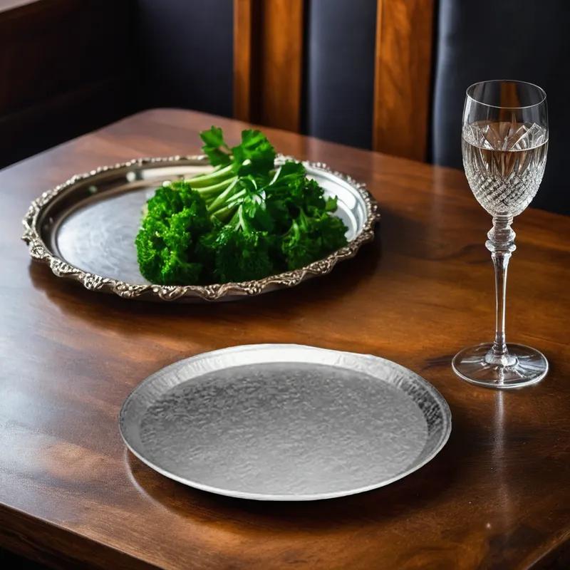 Serving Tray 18X1 IN Aluminum Silver Round Embossed 25/Case