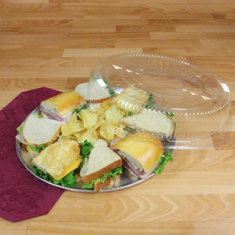 Serving Tray 18X1 IN Aluminum Silver Round Embossed 25/Case