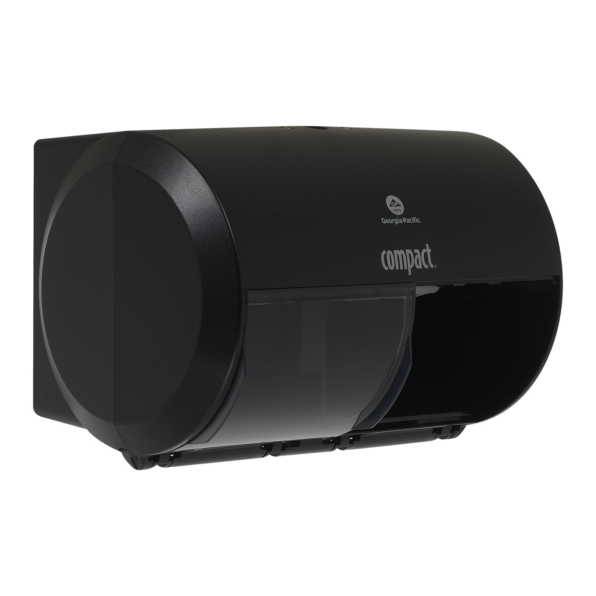 Compact® Toilet Paper Dispenser 6.75X10.12 IN Wall Mount Black 2-Roll Coreless Side-by-Side High Capacity 1/Each
