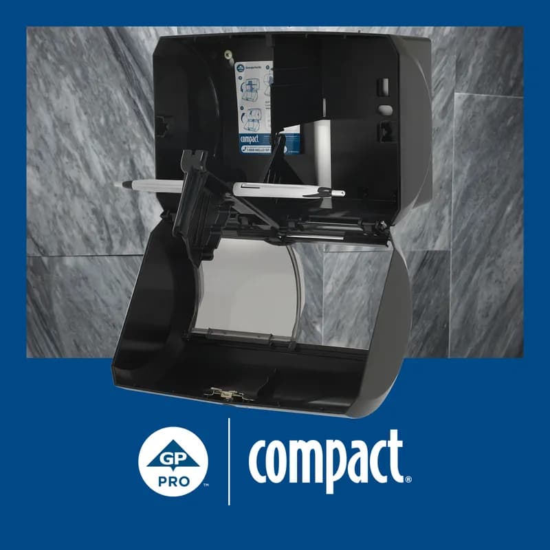 Compact® Toilet Paper Dispenser 6.75X10.12 IN Wall Mount Black 2-Roll Coreless Side-by-Side High Capacity 1/Each