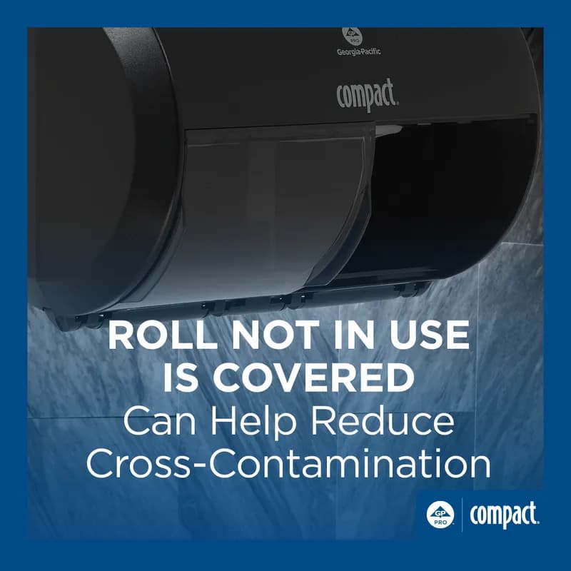 Compact® Toilet Paper Dispenser 6.75X10.12 IN Wall Mount Black 2-Roll Coreless Side-by-Side High Capacity 1/Each