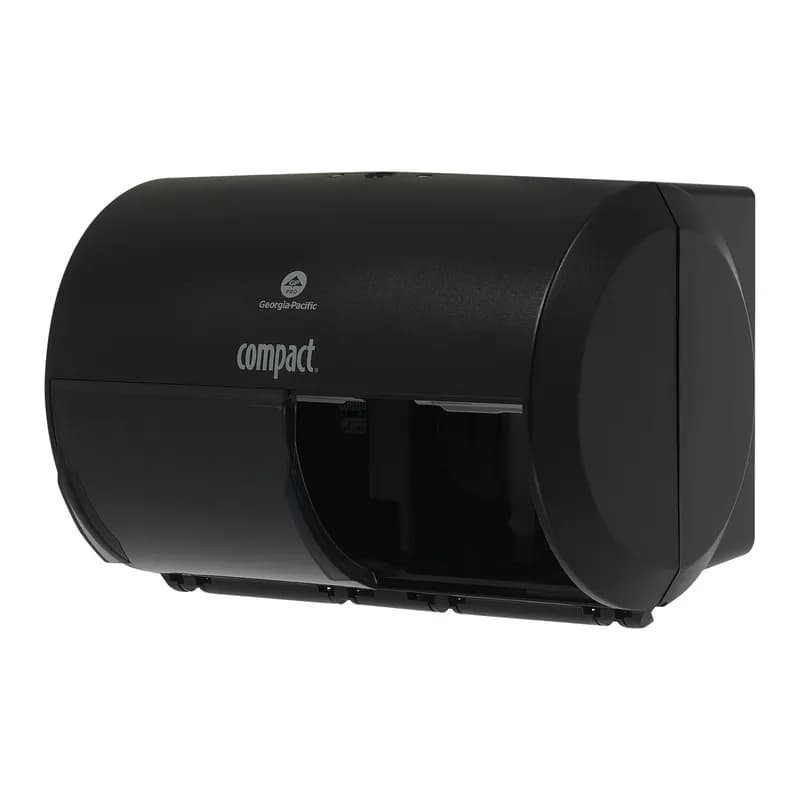 Compact® Toilet Paper Dispenser 6.75X10.12 IN Wall Mount Black 2-Roll Coreless Side-by-Side High Capacity 1/Each