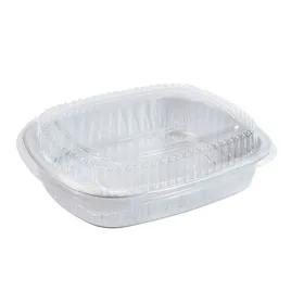 Take-Out Container Base & Lid Combo With Dome Lid 16 OZ Aluminum Plastic Silver Clear Oblong 100/Case