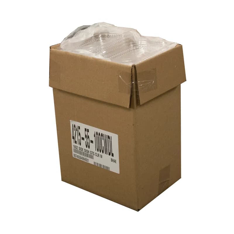 Take-Out Container Base & Lid Combo With Dome Lid 16 OZ Aluminum Plastic Silver Clear Oblong 100/Case