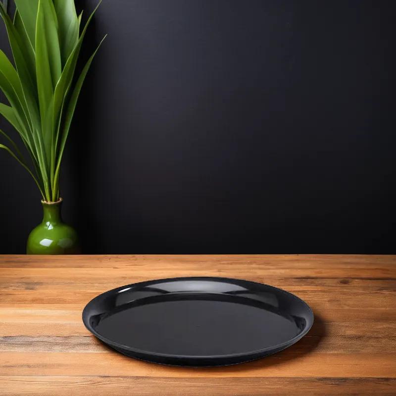 WNA CheckMate Serving Tray 12 IN PS Black Round 25/Case