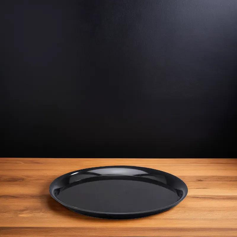 WNA CheckMate Serving Tray 12 IN PS Black Round 25/Case