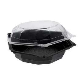 Take-Out Container Hinged With Dome Lid 7.5X3 IN OPS Black Clear Hexagon 120/Case