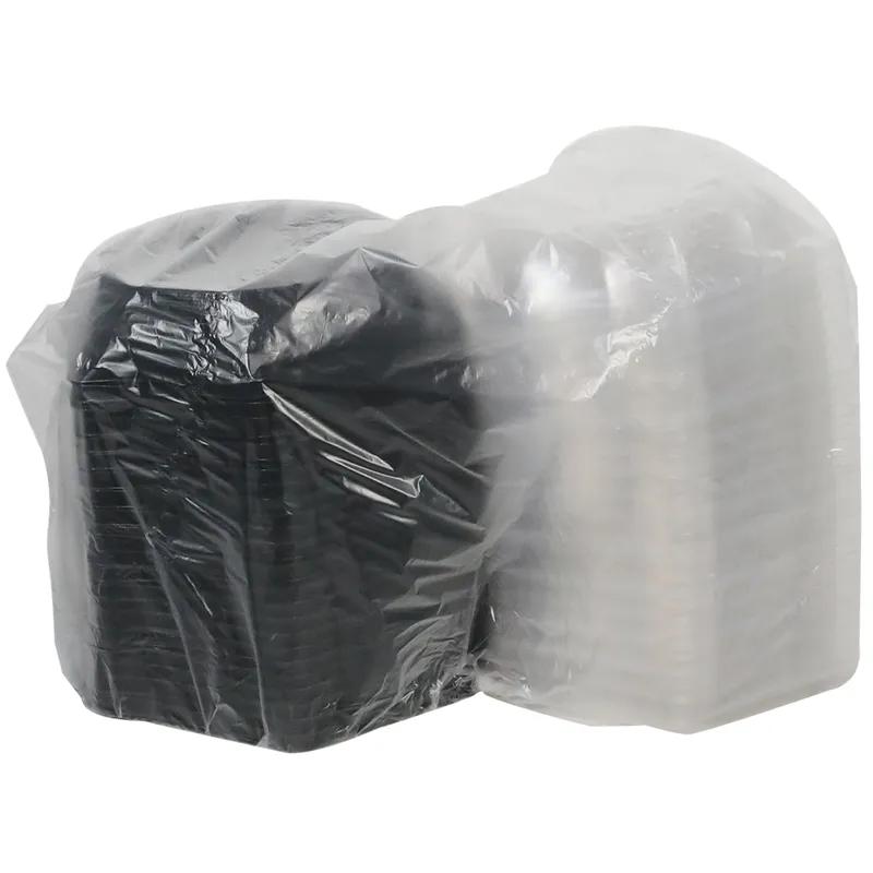 Take-Out Container Hinged With Dome Lid 7.5X3 IN OPS Black Clear Hexagon 120/Case