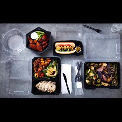 Take-Out Container Hinged With Dome Lid 7.5X3 IN OPS Black Clear Hexagon 120/Case