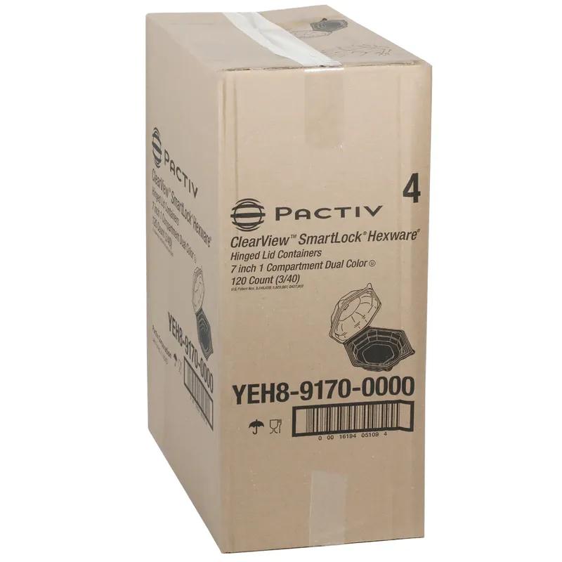 Take-Out Container Hinged With Dome Lid 7.5X3 IN OPS Black Clear Hexagon 120/Case