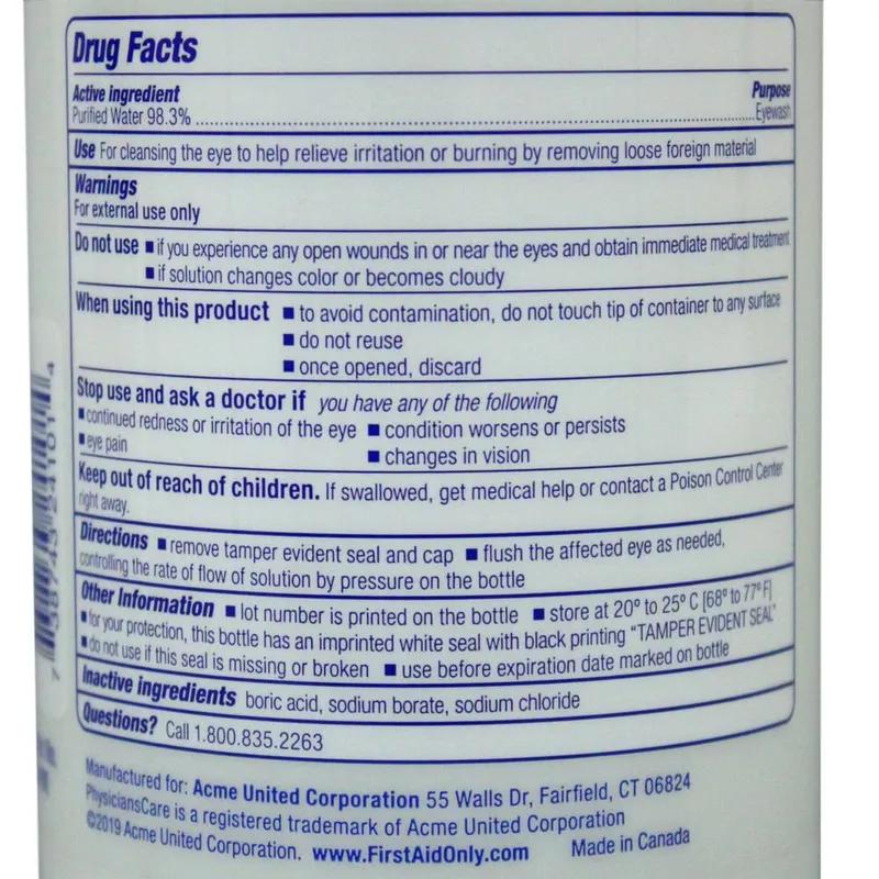 Impact® Emergency Eye Wash Refill 16 OZ Clear Saline Sterile 1/Each