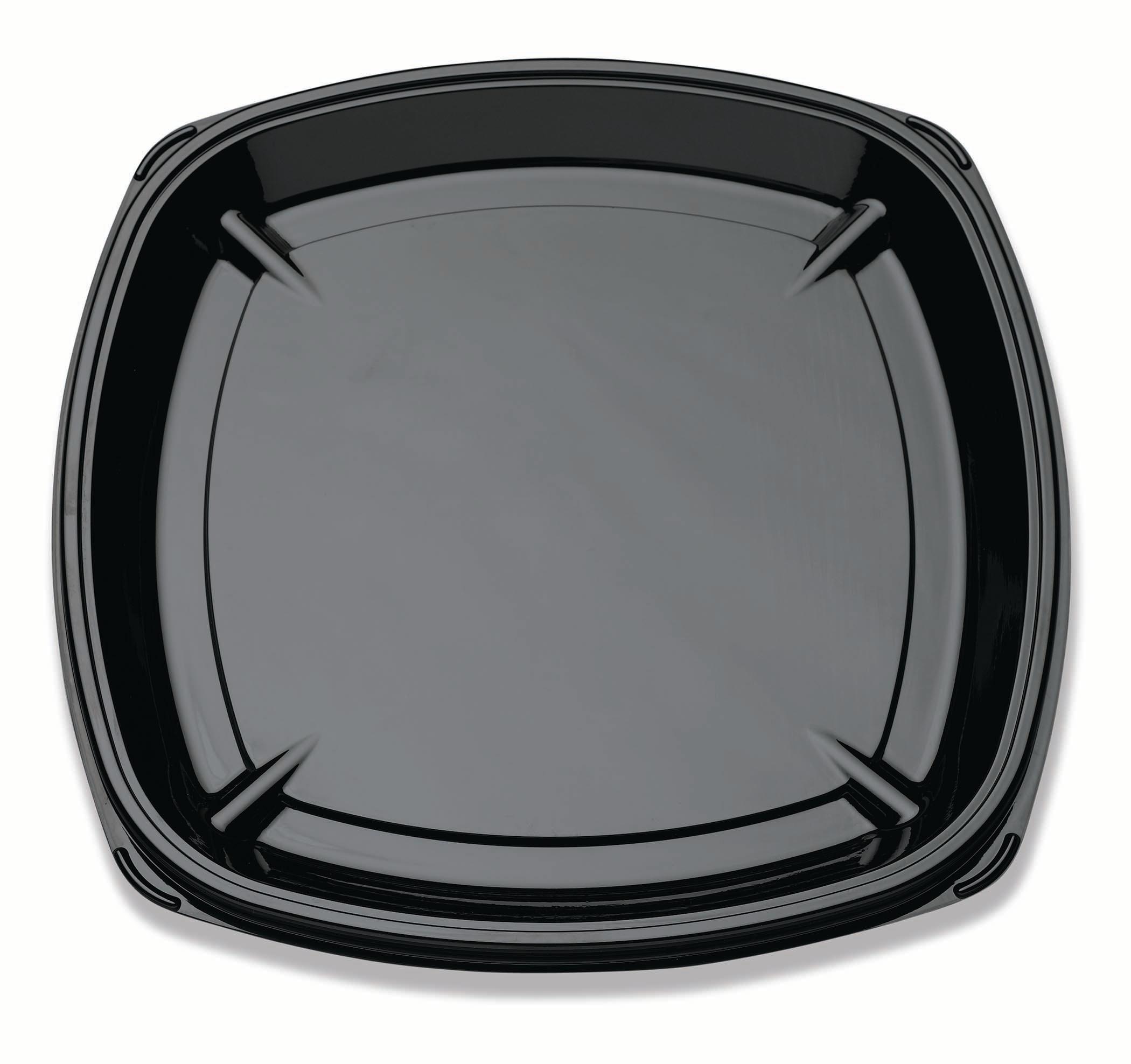 PartiPak® Serving Tray Base 16X16 IN PET Black Square Shallow 50/Case