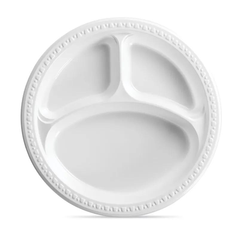 Plate 10.25 IN 3 Compartment PS White 500/Case