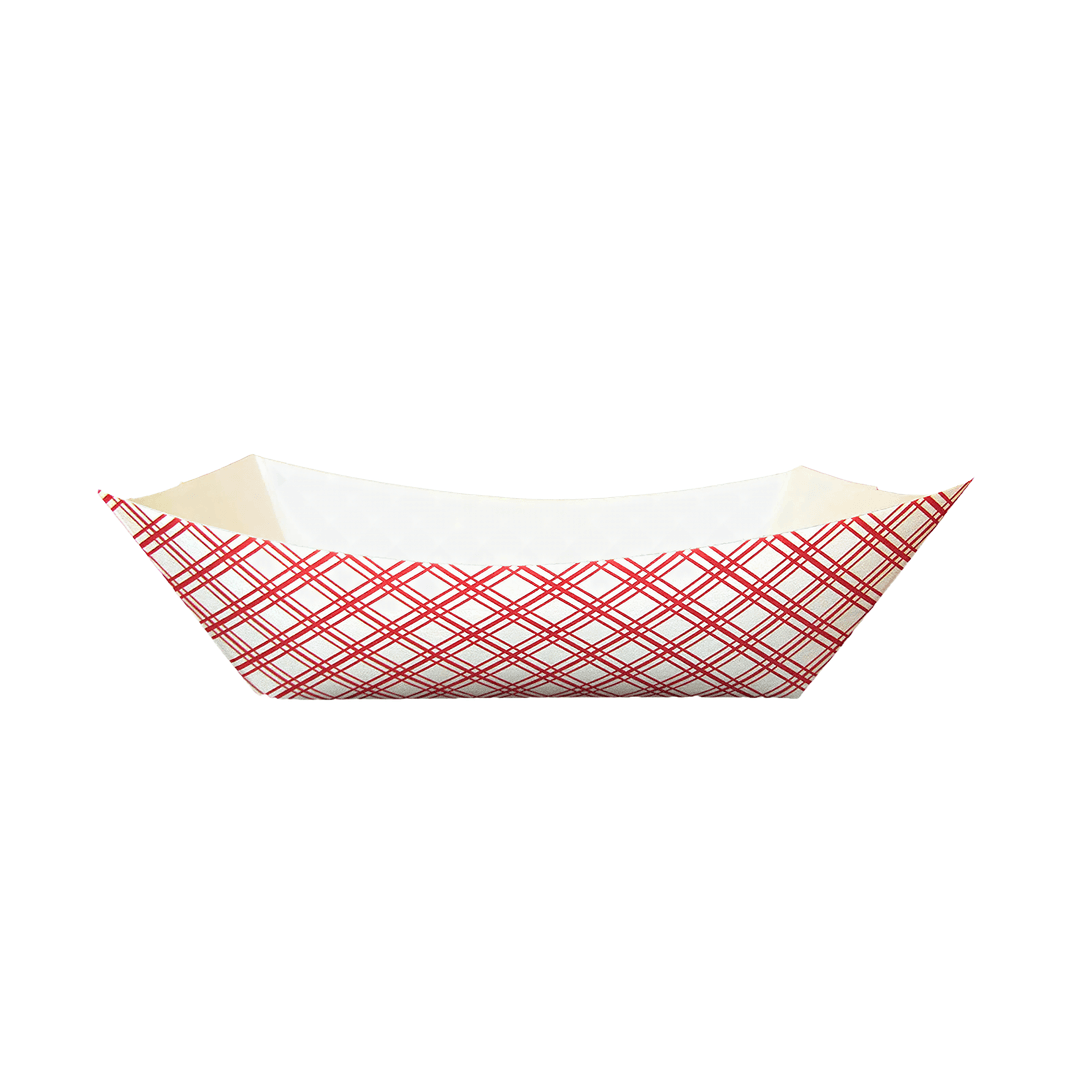 Food Tray 10 LB Paper White Red Rectangle 250/Case
