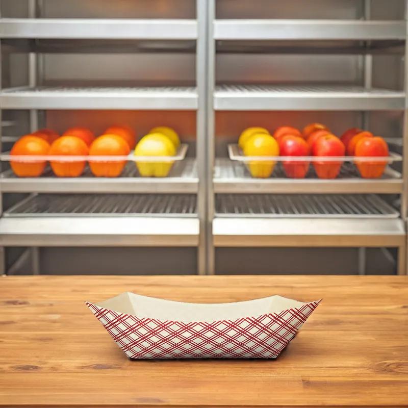 Food Tray 10 LB Paper White Red Rectangle 250/Case
