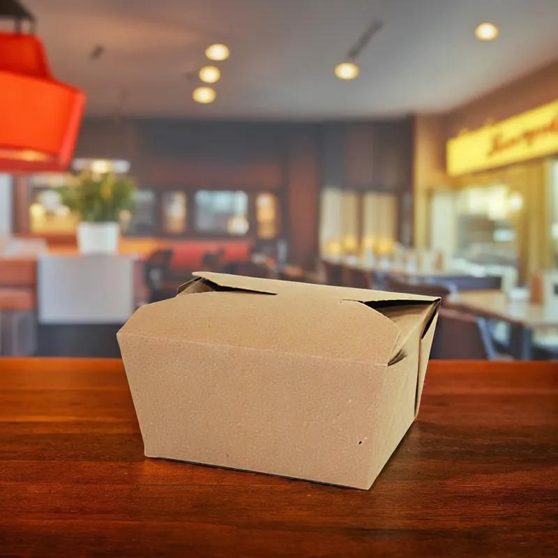 Bio-Pak® #1 Take-Out Box Fold-Top 5X4.5X2.5 IN Paper Kraft 450/Case