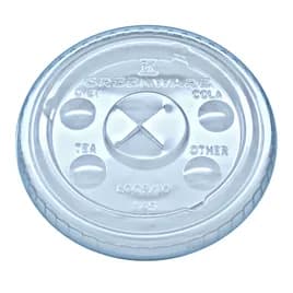 Greenware® Lid Flat 3.2X0.3 IN PLA Clear For 9-10 OZ Cold Cup With Hole Identification 2500/Case