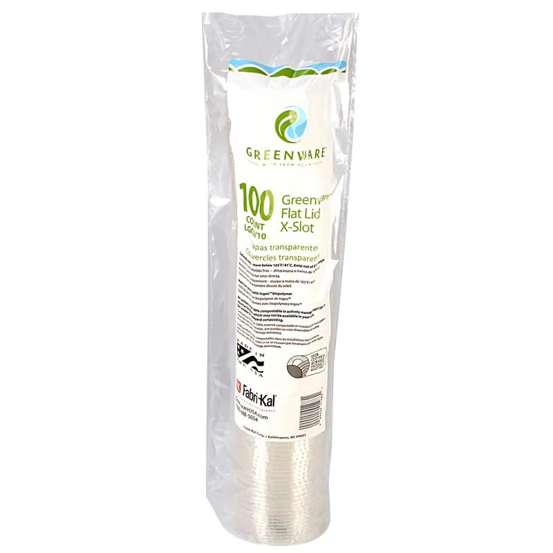 Greenware® Lid Flat 3.2X0.3 IN PLA Clear For 9-10 OZ Cold Cup With Hole Identification 2500/Case
