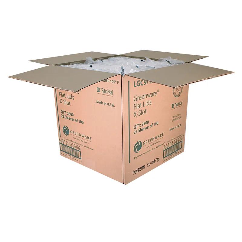 Greenware® Lid Flat 3.2X0.3 IN PLA Clear For 9-10 OZ Cold Cup With Hole Identification 2500/Case