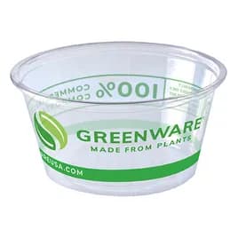 Greenware® Souffle & Portion Cup 2 OZ PLA Clear Stock Print Round 2000/Case