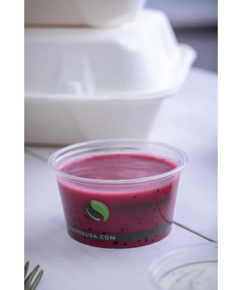 Souffle & Portion Cup 4 OZ PLA Clear Stock Print Round 2000/Case